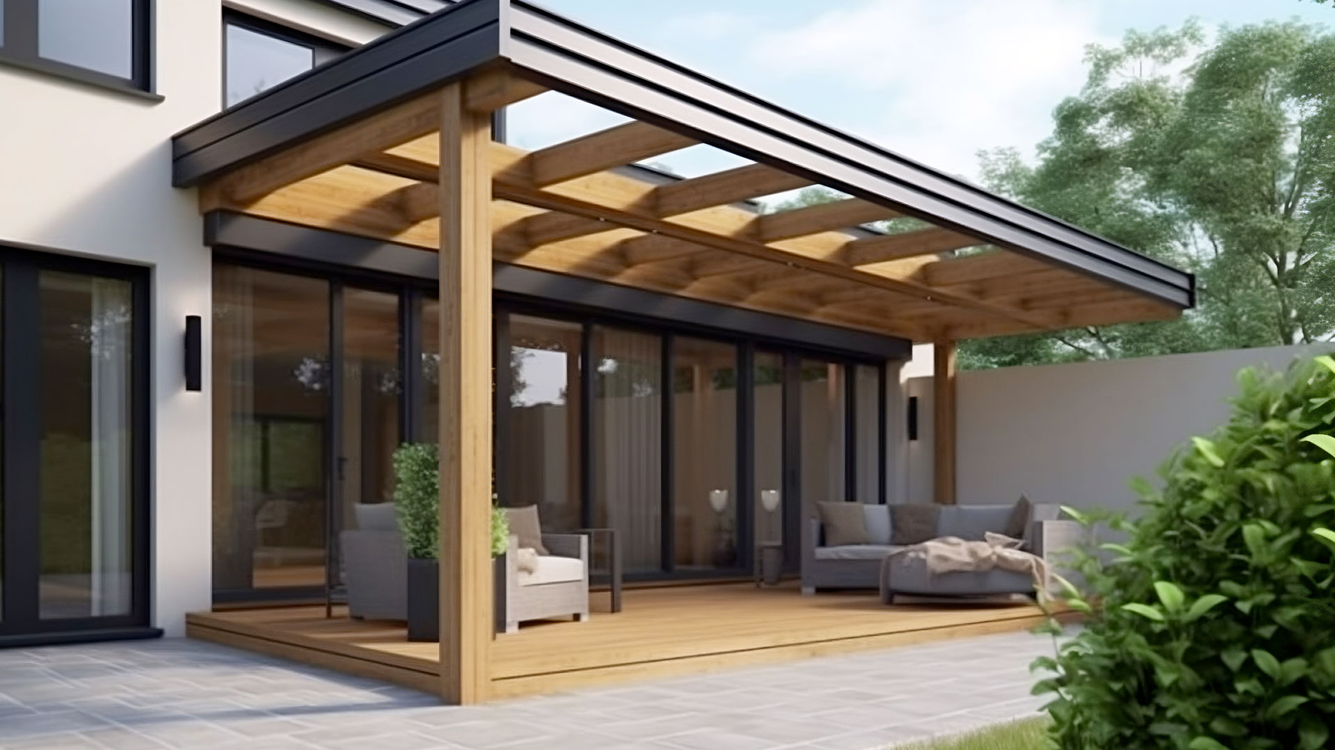 veranda sur mesure moderne bois