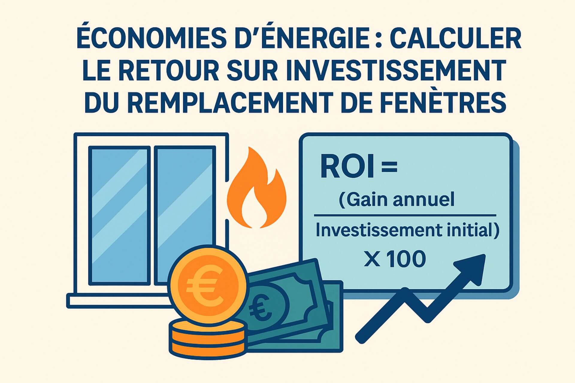 Illustration explicative du calcul du retour sur investissement (ROI) lié au remplacement de fenêtres