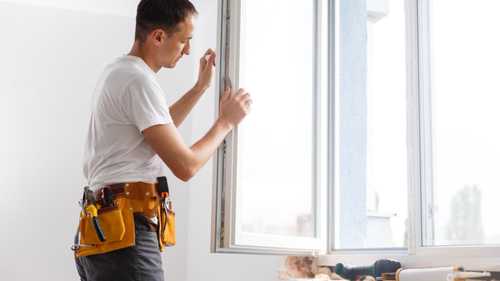 Artisan installant une nouvelle fenêtre PVC pour améliorer l’isolation et la sécurité d’une maison